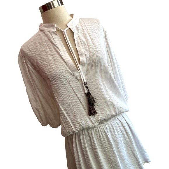 Tea Bags Los Angeles Brand White Crackle Texture Cover Up Dress XS EUC - Picture 2 of 12